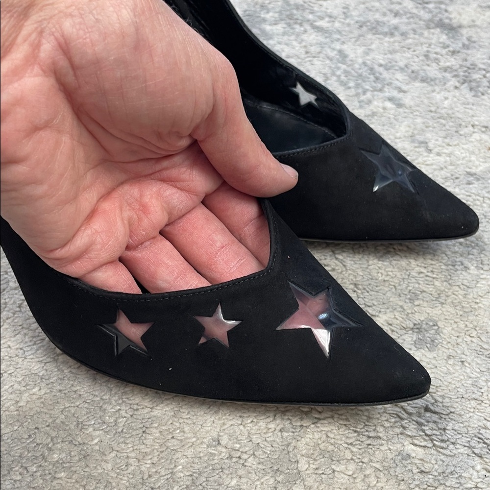 Nib Tamara Mellon Star Cut Out Suede Pointed Toe Pumps Heels Black Sz 41 — image 8 of 8